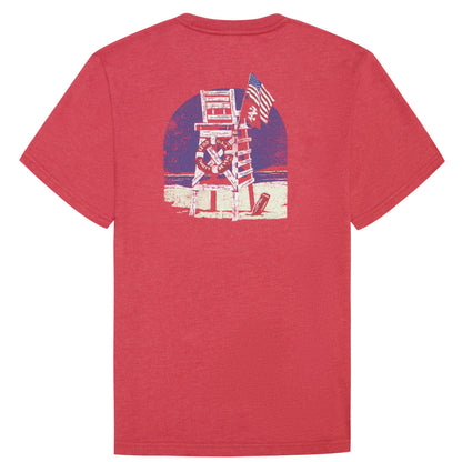 Izod BIG & TALL SALTWATER SHORT SLEEVE GRAPHIC TEE - GARNET ROSE