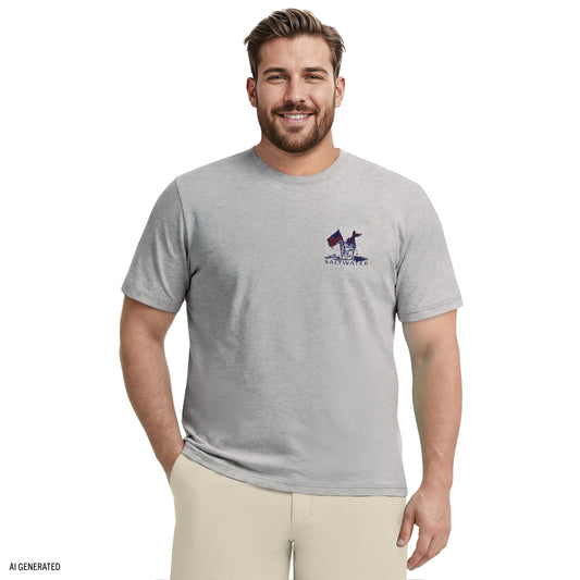 Izod BIG & TALL SALTWATER SHORT SLEEVE GRAPHIC TEE - LT GREY HTHR