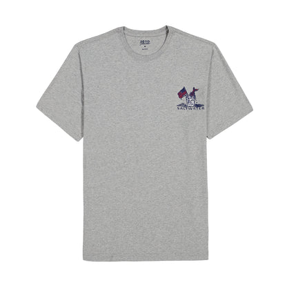 Izod BIG & TALL SALTWATER SHORT SLEEVE GRAPHIC TEE - LT GREY HTHR