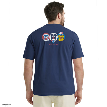 Izod BIG & TALL SALTWATER SHORT SLEEVE GRAPHIC TEE - MEDIEVAL BLUE