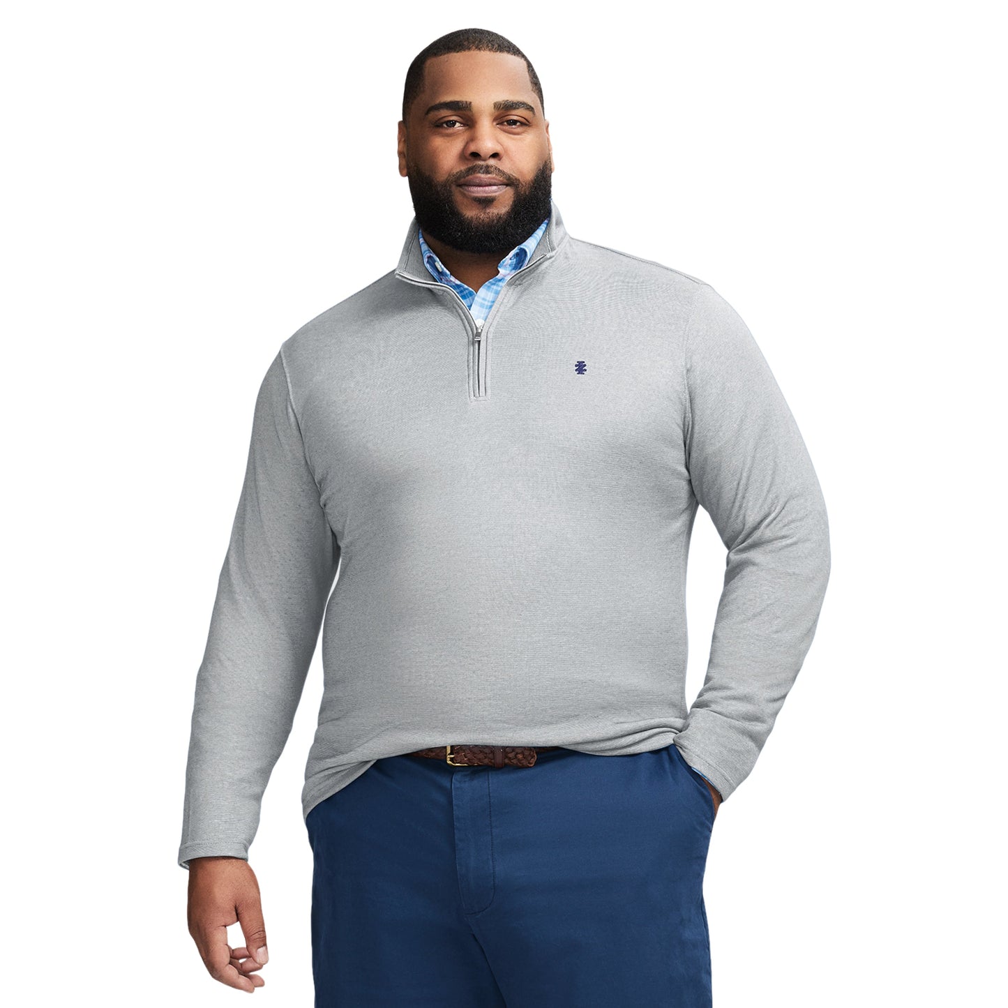 Izod Big & Tall Performance Comfort Quarter Zip - Smoked Pearl
