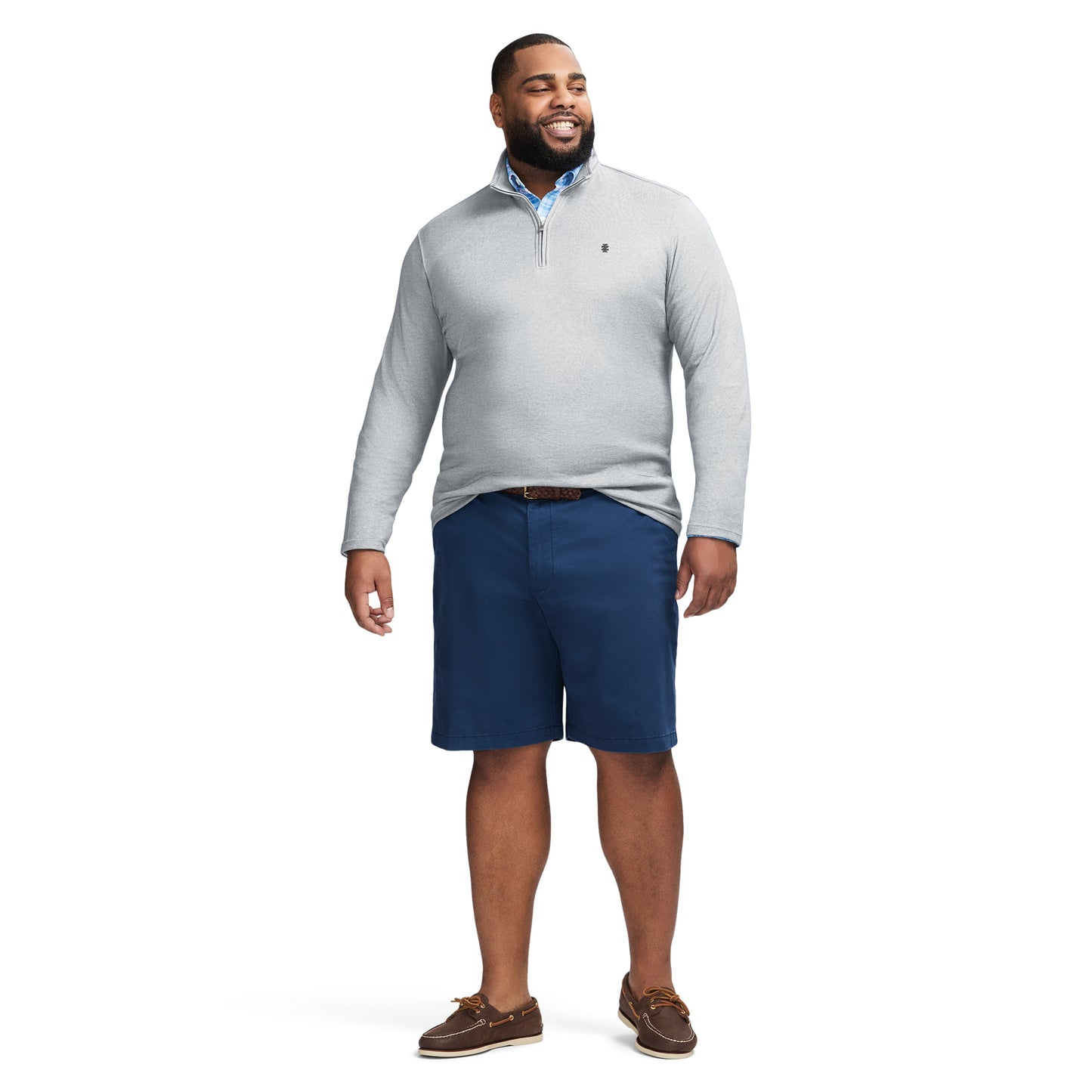 Izod Big & Tall Performance Comfort Quarter Zip - Smoked Pearl