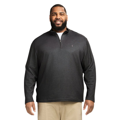 Izod Big & Tall Performance Comfort Striped Quarter Zip - Smoke