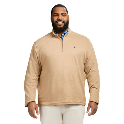 Izod Big & Tall Performance Comfort Striped Quarter Zip - Camel