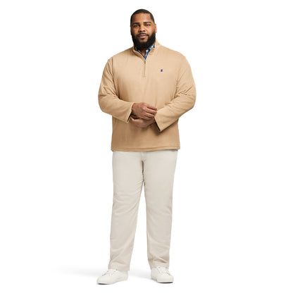 Izod Big & Tall Performance Comfort Striped Quarter Zip - Camel