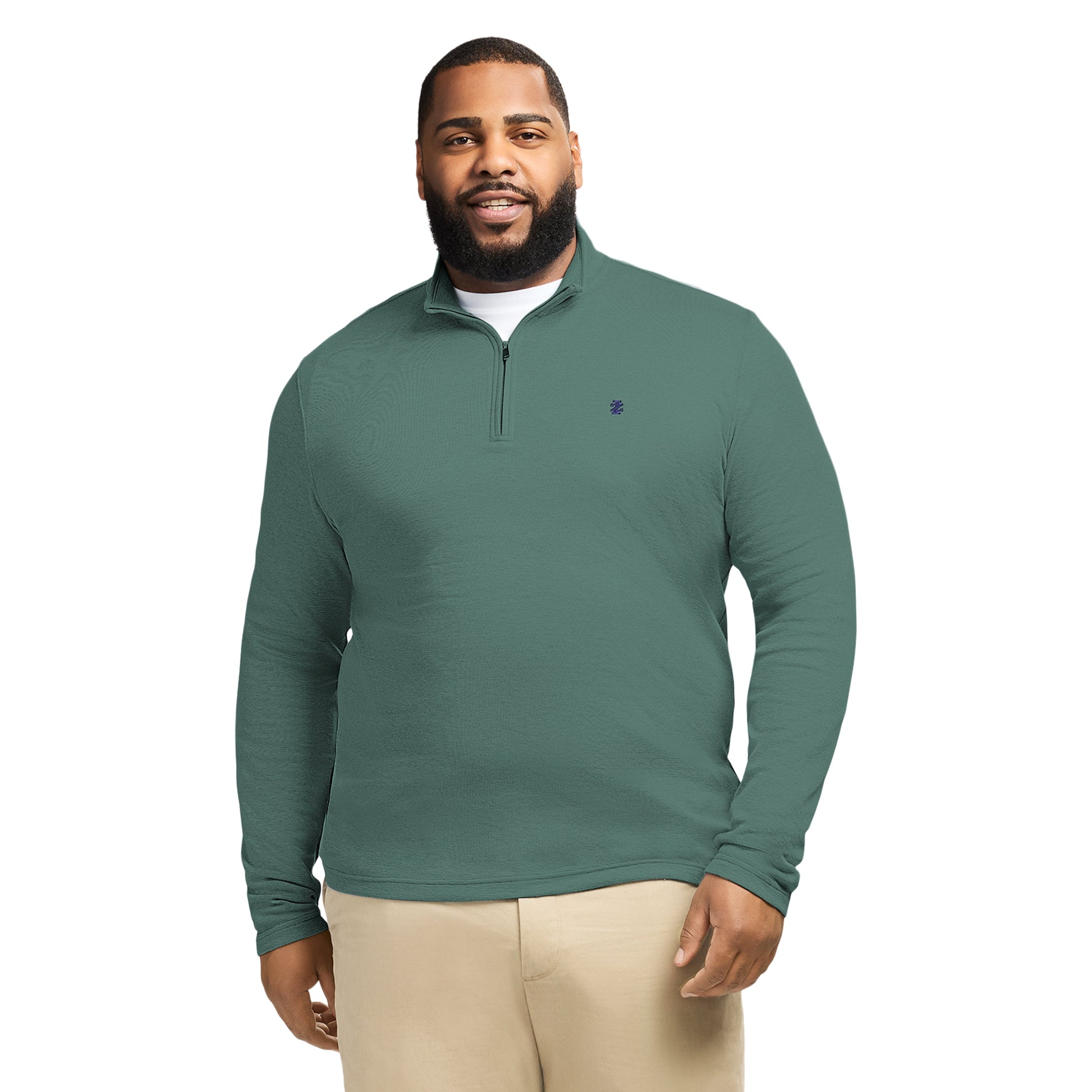 Izod Big & Tall Performance Comfort Striped Quarter Zip - Forest