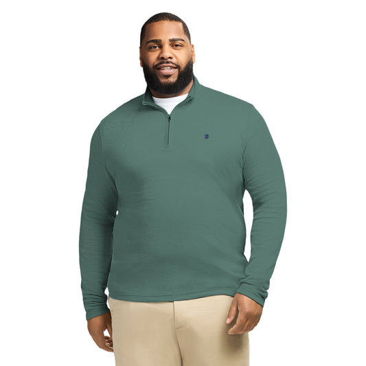 Izod Big & Tall Performance Comfort Striped Quarter Zip - Forest
