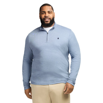 Izod Big & Tall Performance Comfort Striped Quarter Zip - Blue