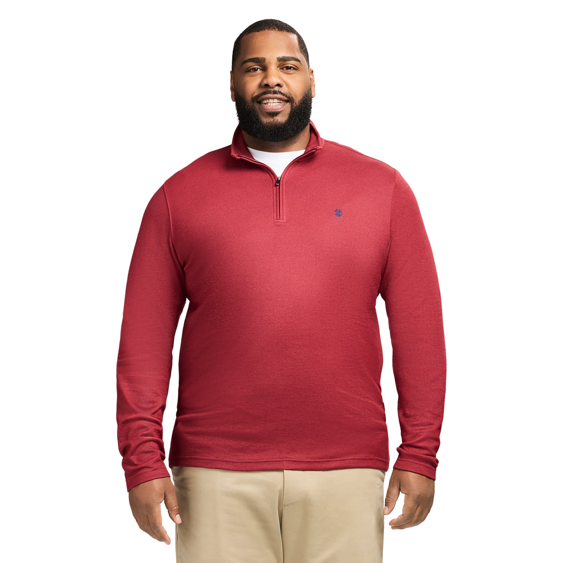 Izod Big & Tall Performance Comfort Striped Quarter Zip - Tomato