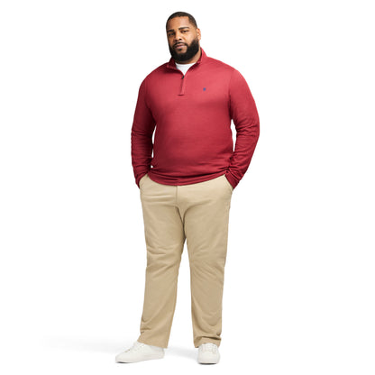 Izod Big & Tall Performance Comfort Striped Quarter Zip - Tomato