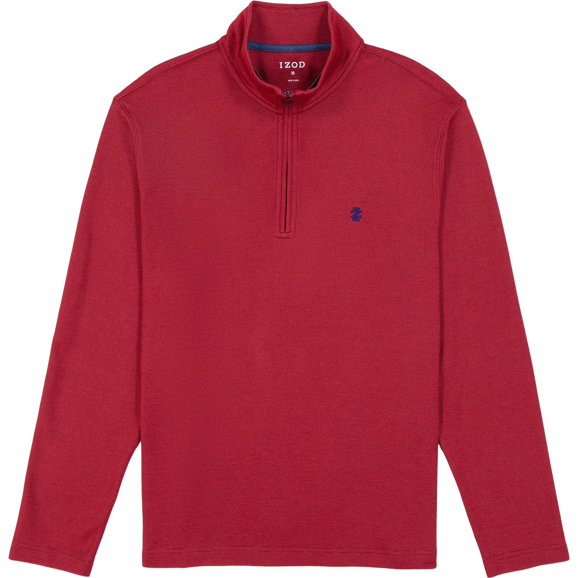 Izod Big & Tall Performance Comfort Striped Quarter Zip - Tomato
