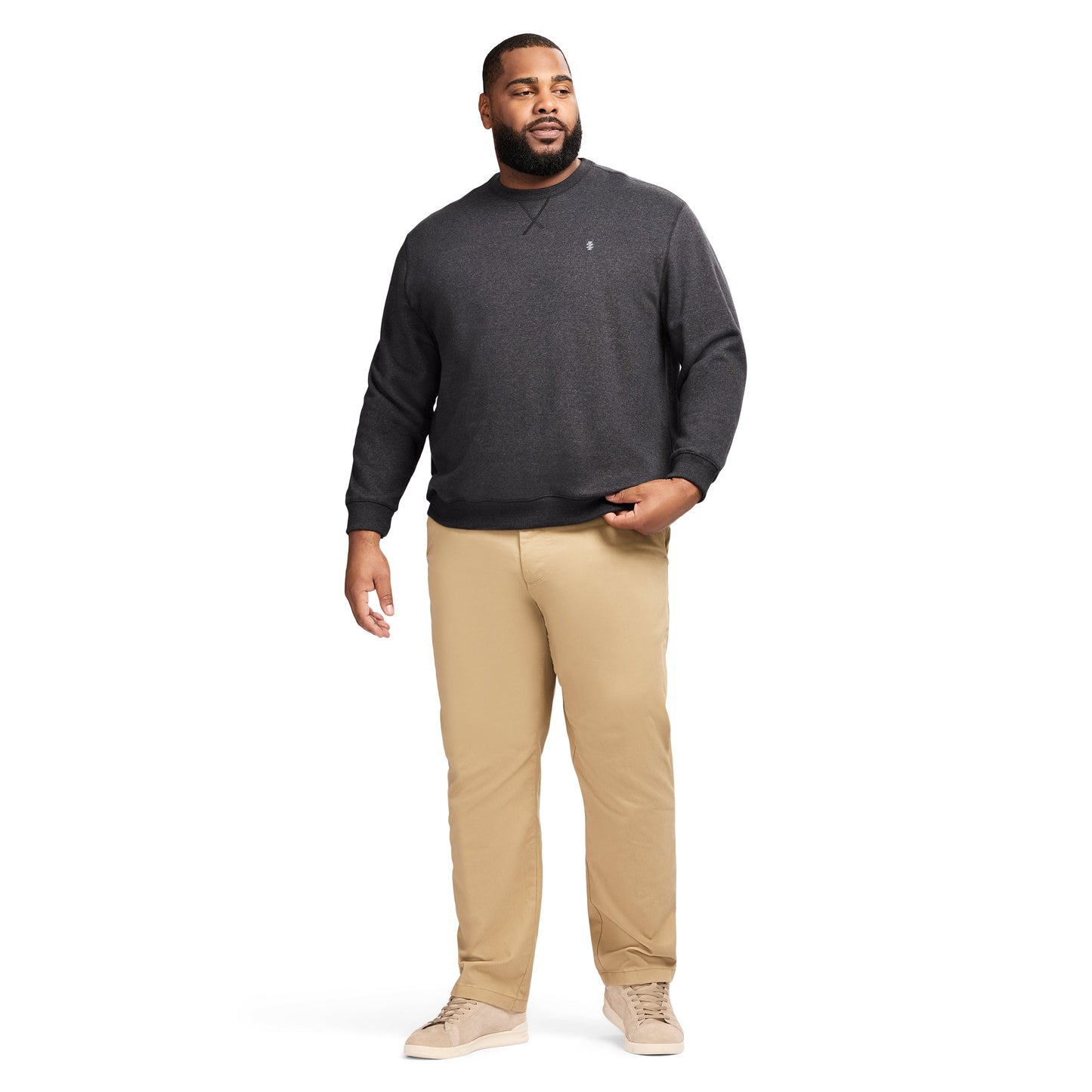 Izod Big & Tall Advantage Performance Crewneck Fleece - Black