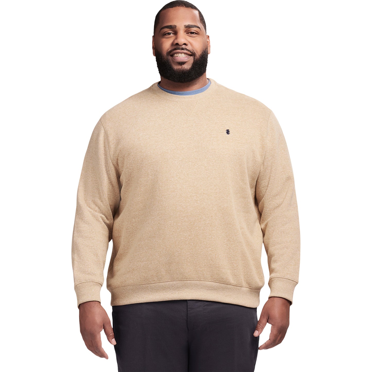 Izod Big & Tall Advantage Performance Crewneck Fleece - Camel Hthr