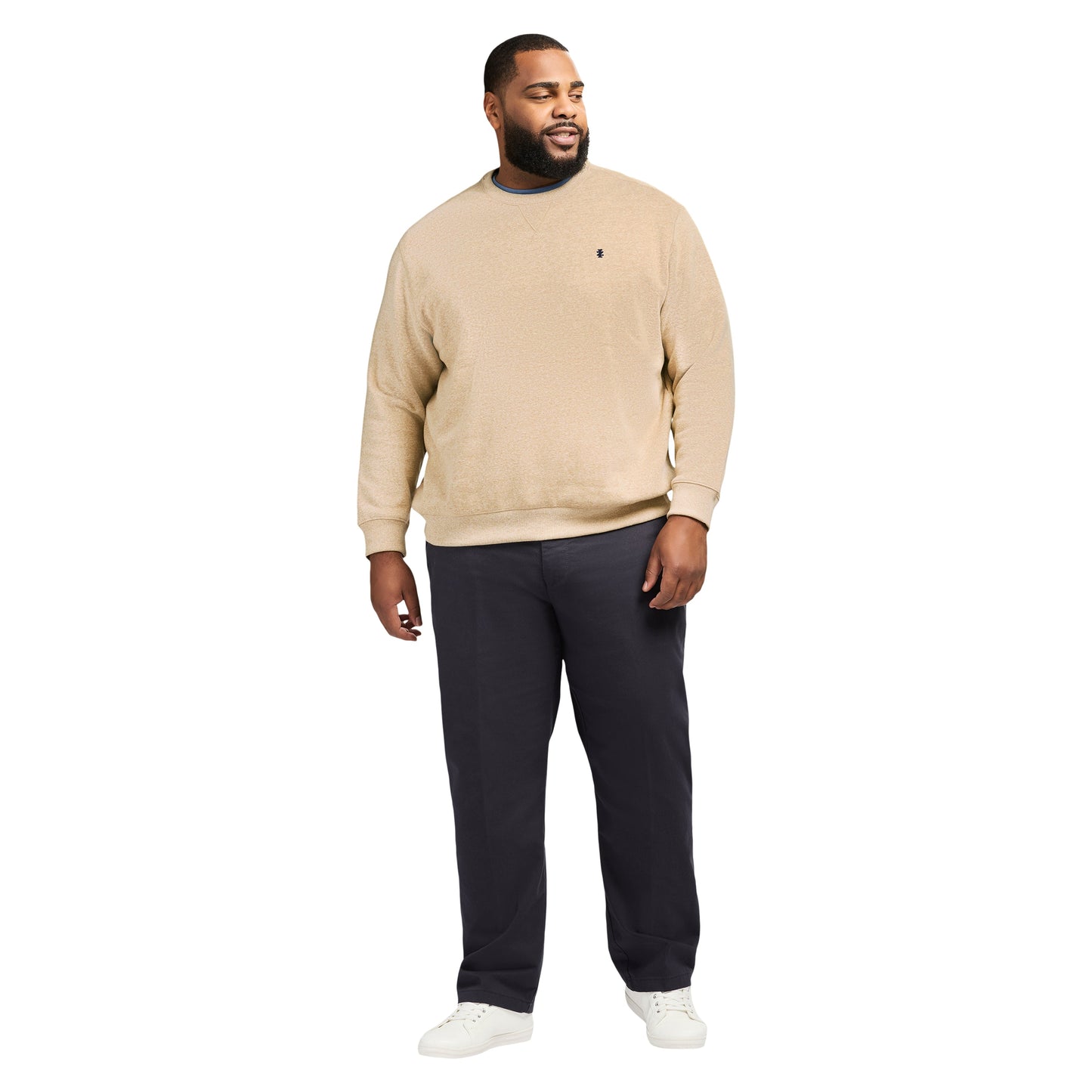 Izod Big & Tall Advantage Performance Crewneck Fleece - Camel Hthr