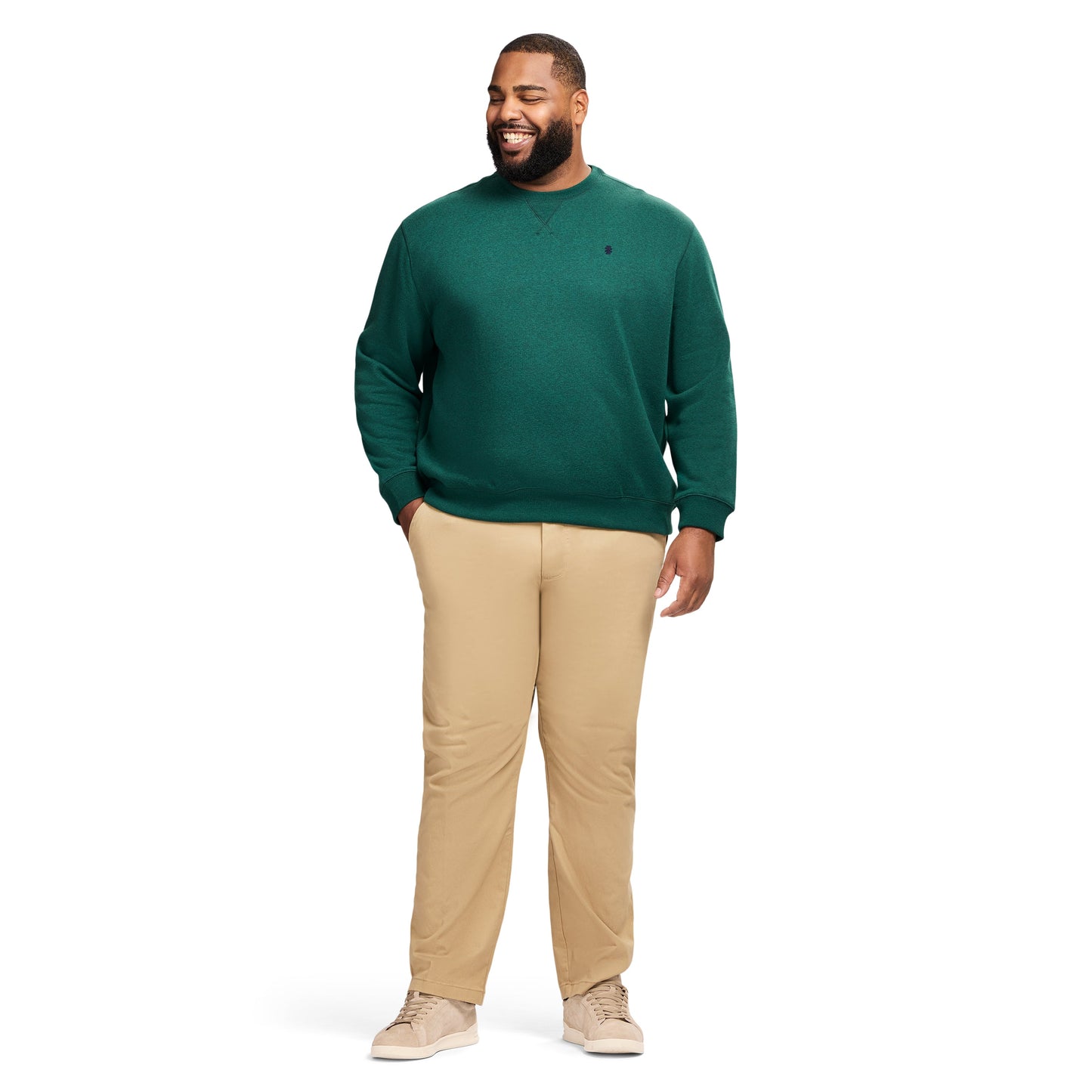 Izod Big & Tall Advantage Performance Crewneck Fleece - Rain Forest
