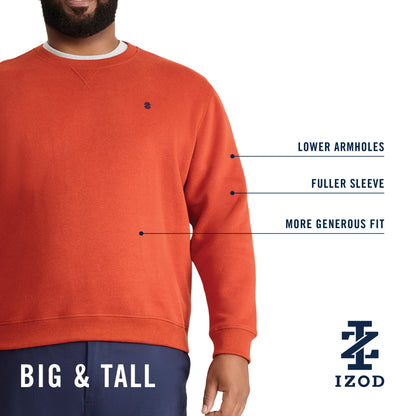 Izod Big & Tall Advantage Performance Crewneck Fleece - Rain Forest