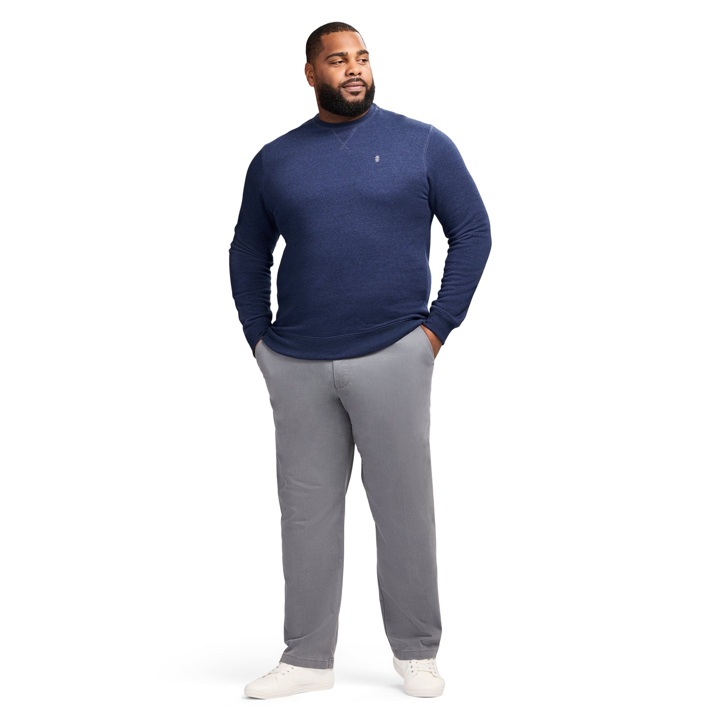 Izod Big & Tall Advantage Performance Crewneck Fleece - Navy Blazer