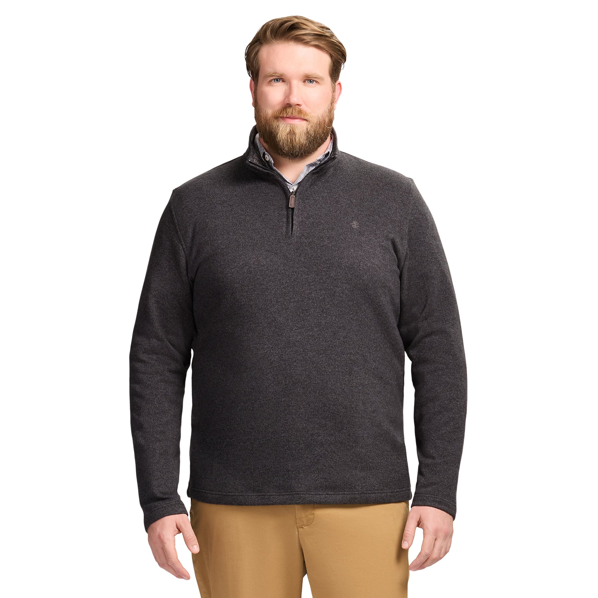 Izod Big & Tall Thermasoft Sweater Fleece Quarter Zip - Black
