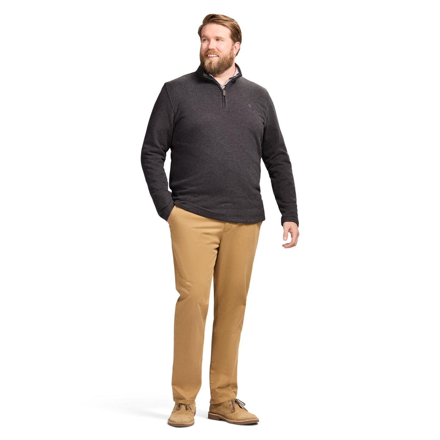 Izod Big & Tall Thermasoft Sweater Fleece Quarter Zip - Black