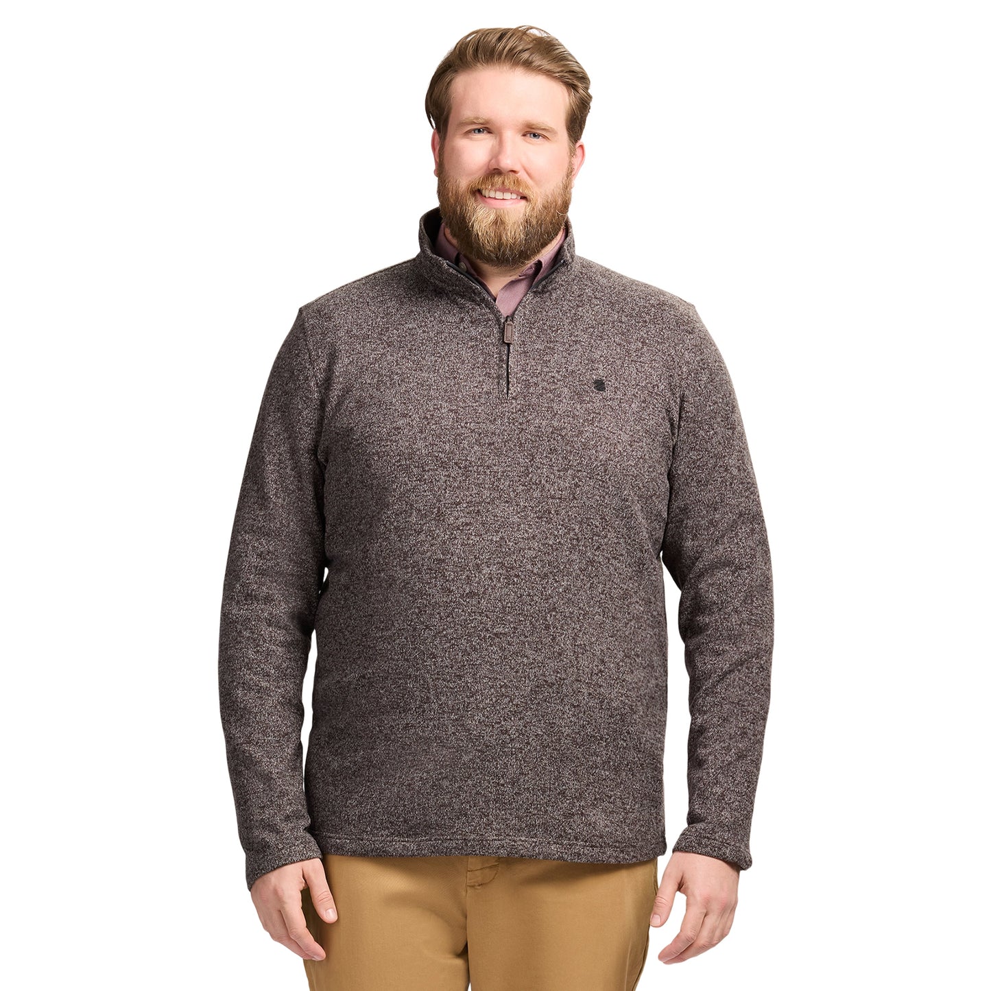 Izod Big & Tall Thermasoft Sweater Fleece Quarter Zip - Carbon Hthr