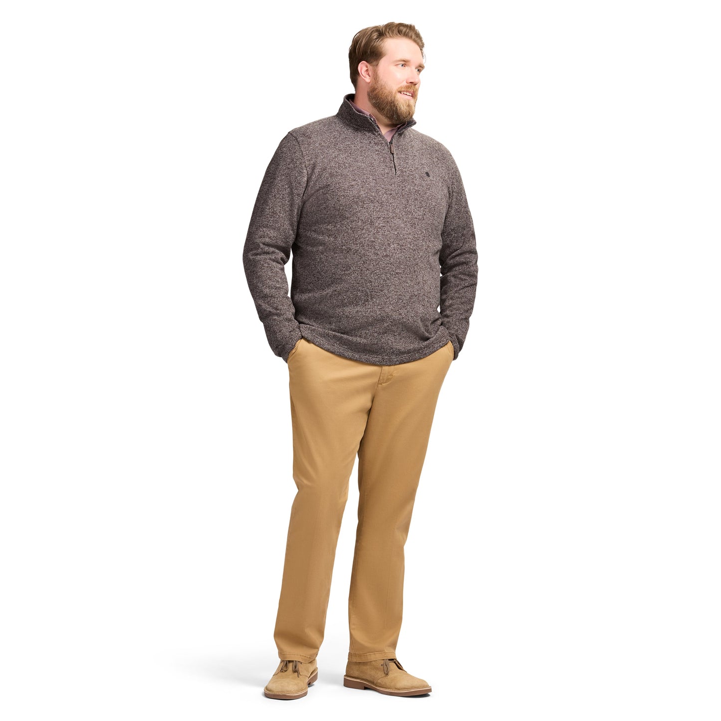 Izod Big & Tall Thermasoft Sweater Fleece Quarter Zip - Carbon Hthr