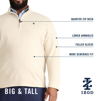 Izod Big & Tall Thermasoft Sweater Fleece Quarter Zip - Carbon Hthr