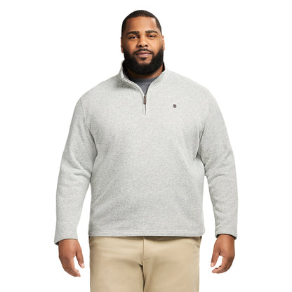Izod Big & Tall Thermasoft Sweater Fleece Quarter Zip - Lt Grey Htr