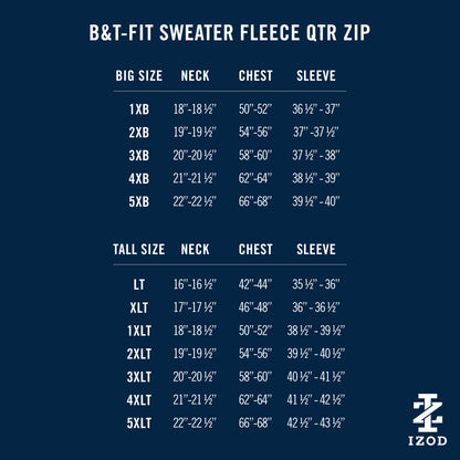 Izod Big & Tall Thermasoft Sweater Fleece Quarter Zip - Lt Grey Htr
