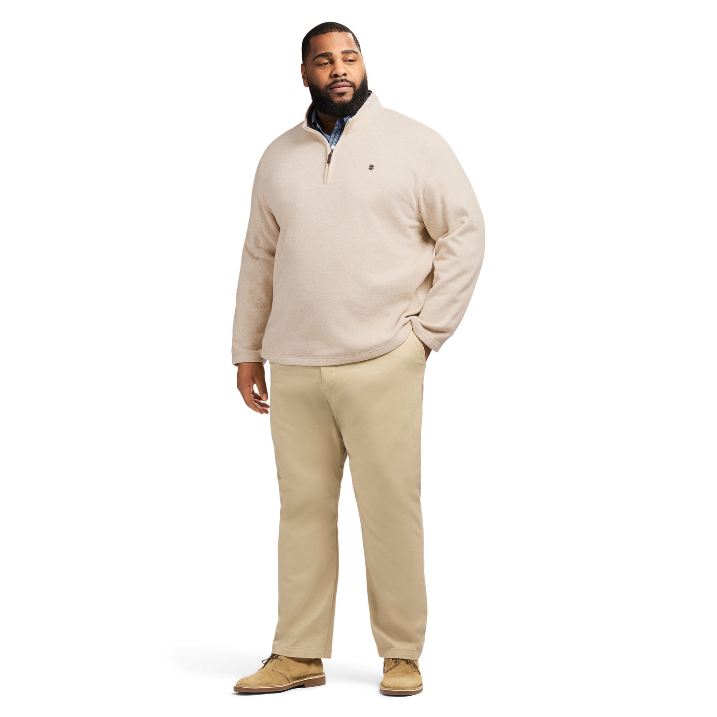 Izod Big & Tall Thermasoft Sweater Fleece Quarter Zip - Rock Hthr