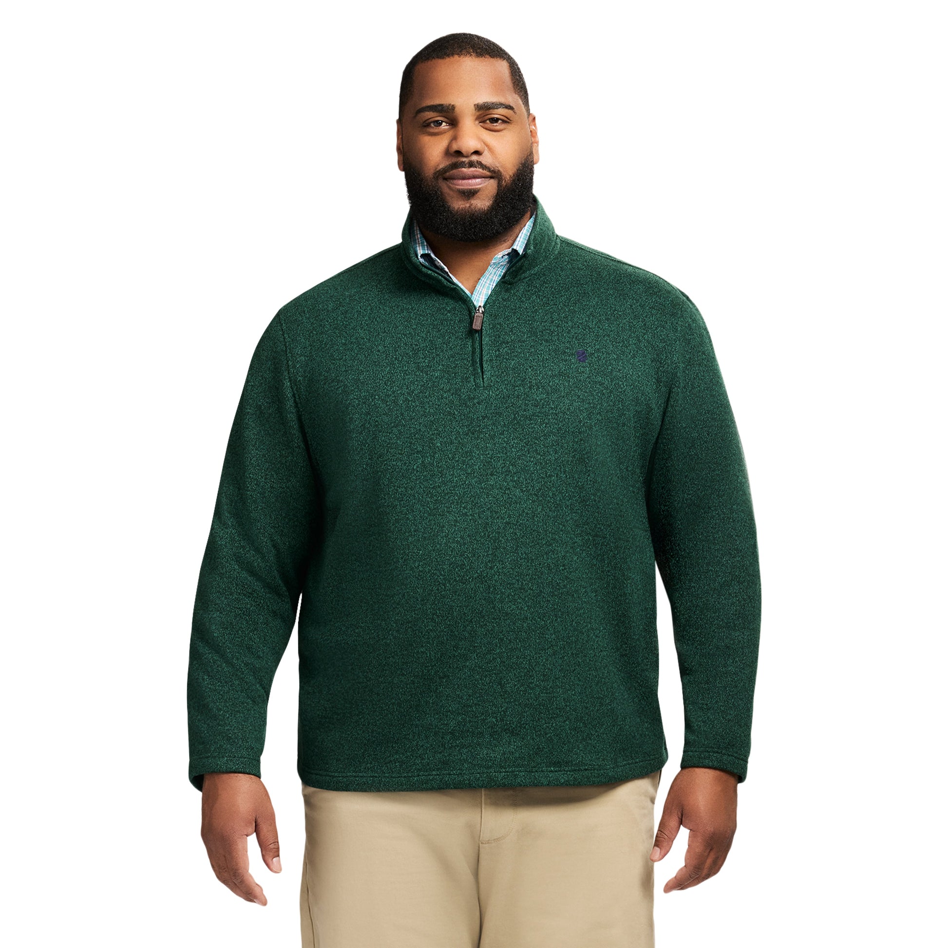 Izod Big & Tall Thermasoft Sweater Fleece Quarter Zip - Rain Forest