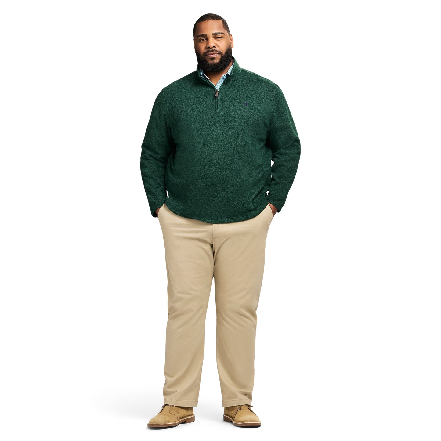 Izod Big & Tall Thermasoft Sweater Fleece Quarter Zip - Rain Forest