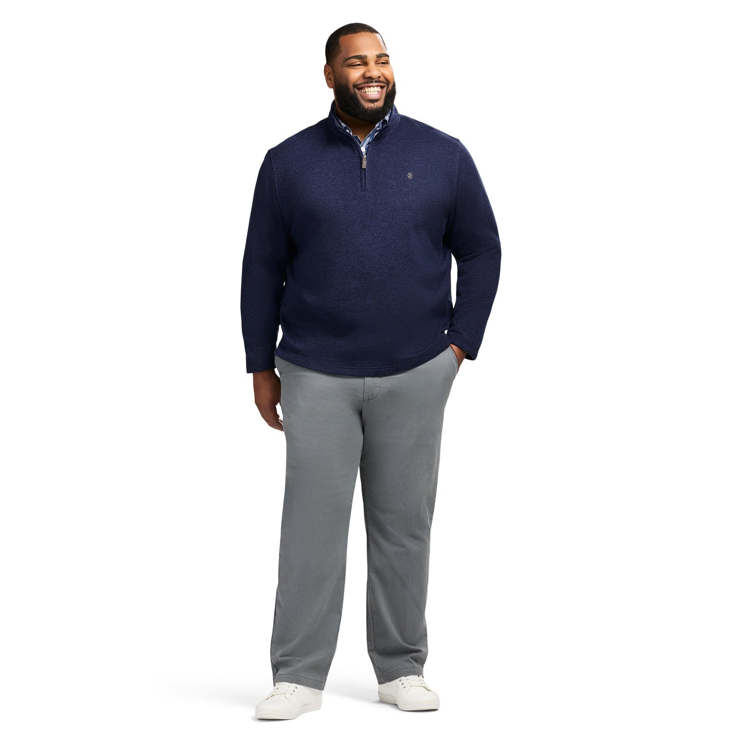Izod Big & Tall Thermasoft Sweater Fleece Quarter Zip - Navy Blazer
