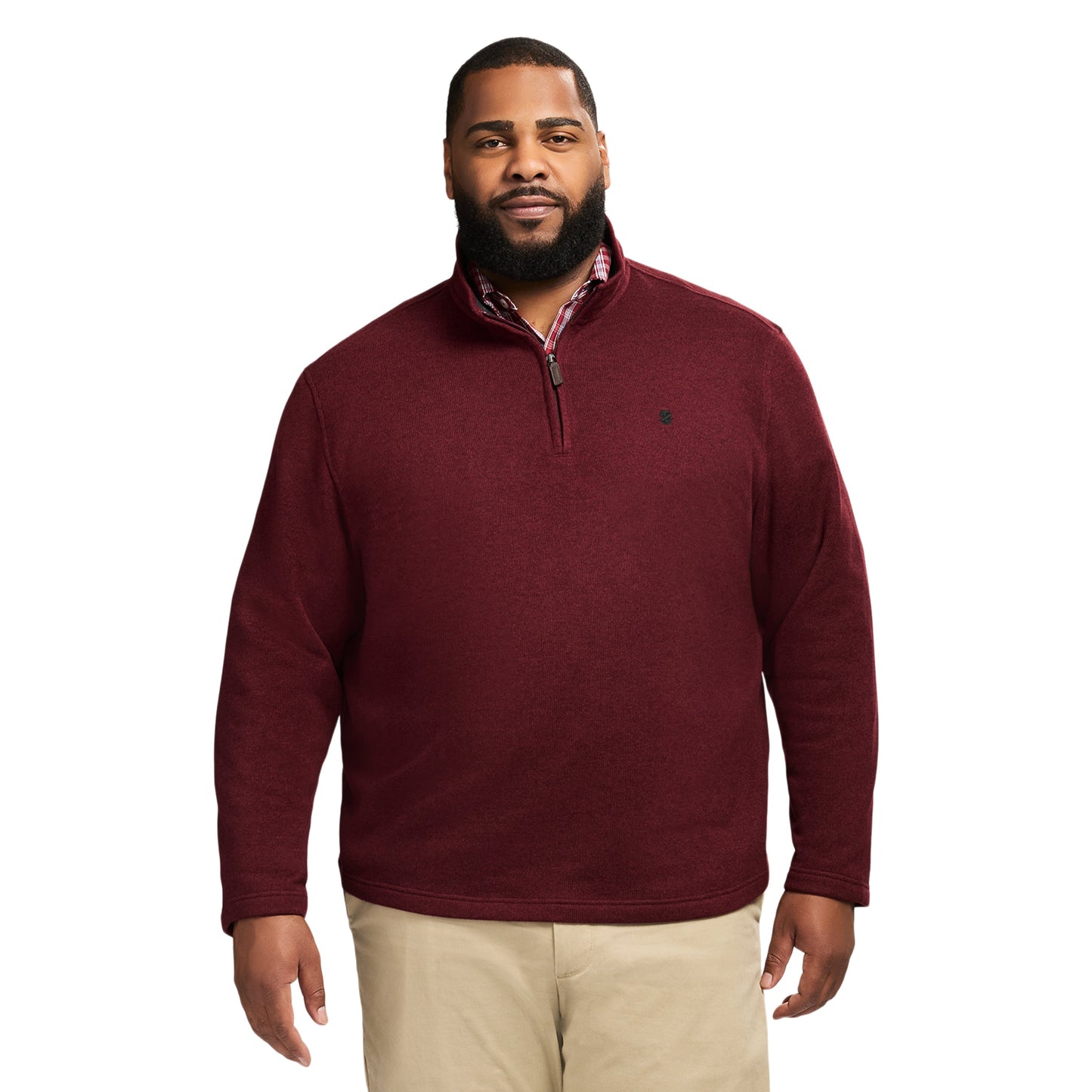 Izod Big & Tall Thermasoft Sweater Fleece Quarter Zip - Velvet Maroon