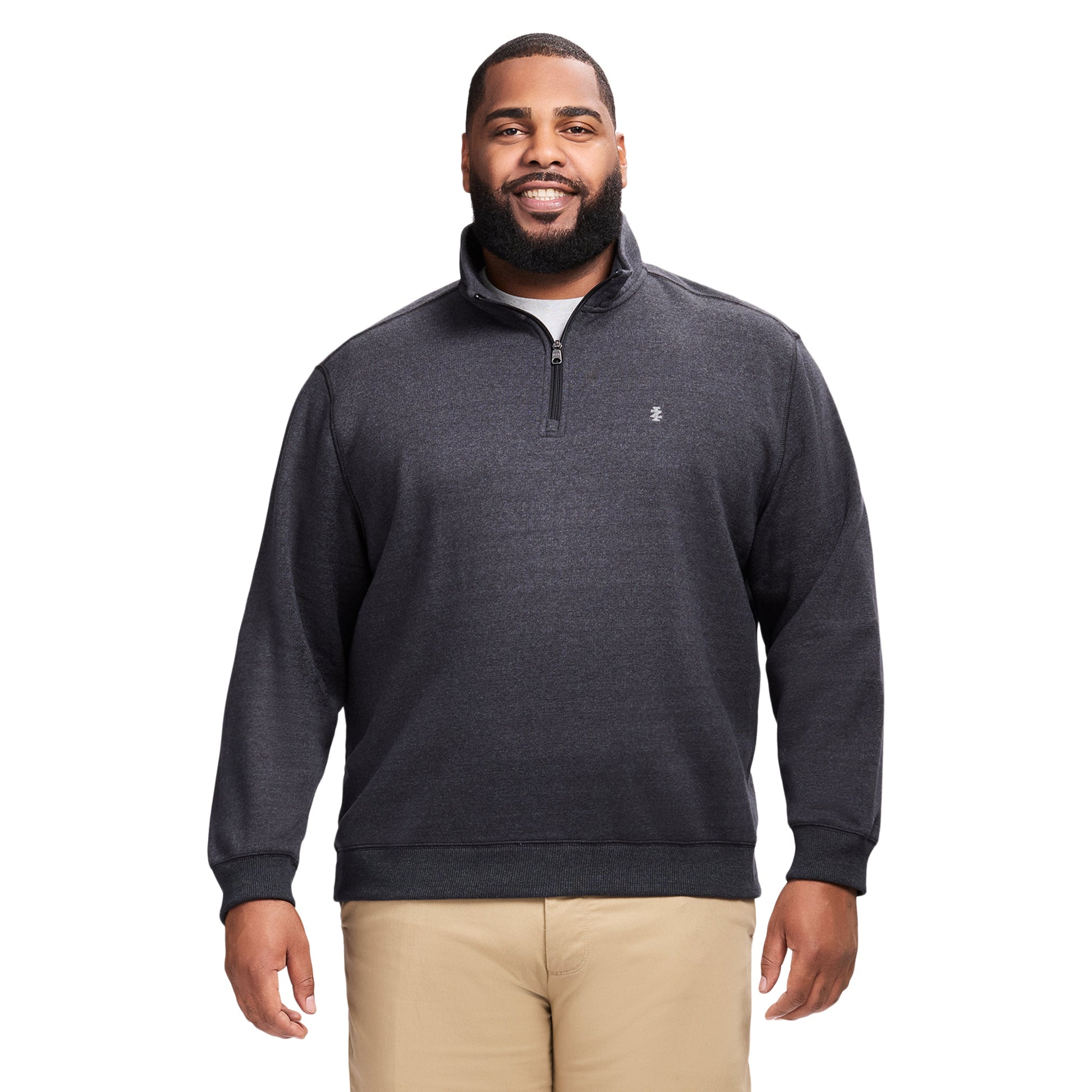 Izod Big & Tall Advantage Performance Quarter Zip Fleece - Black