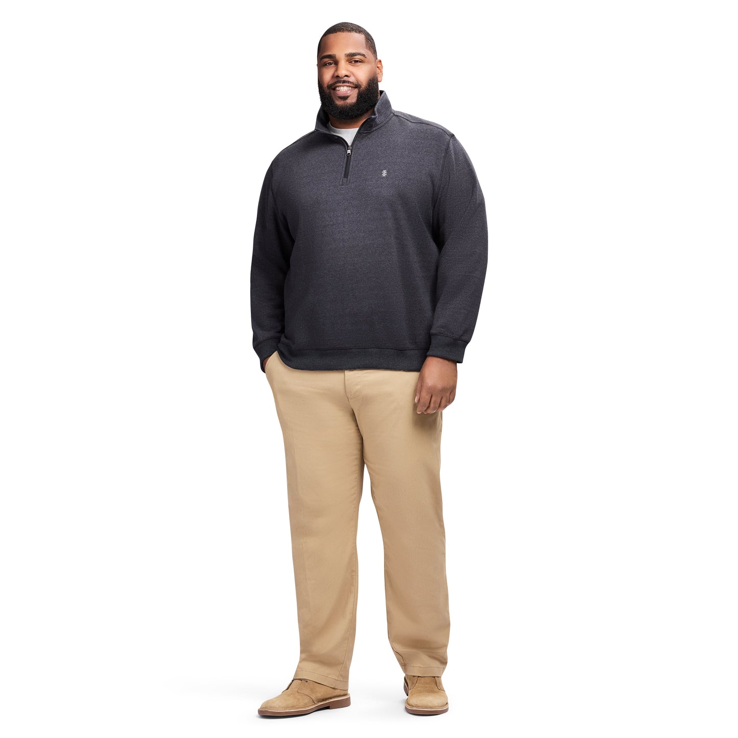 Izod Big & Tall Advantage Performance Quarter Zip Fleece - Black