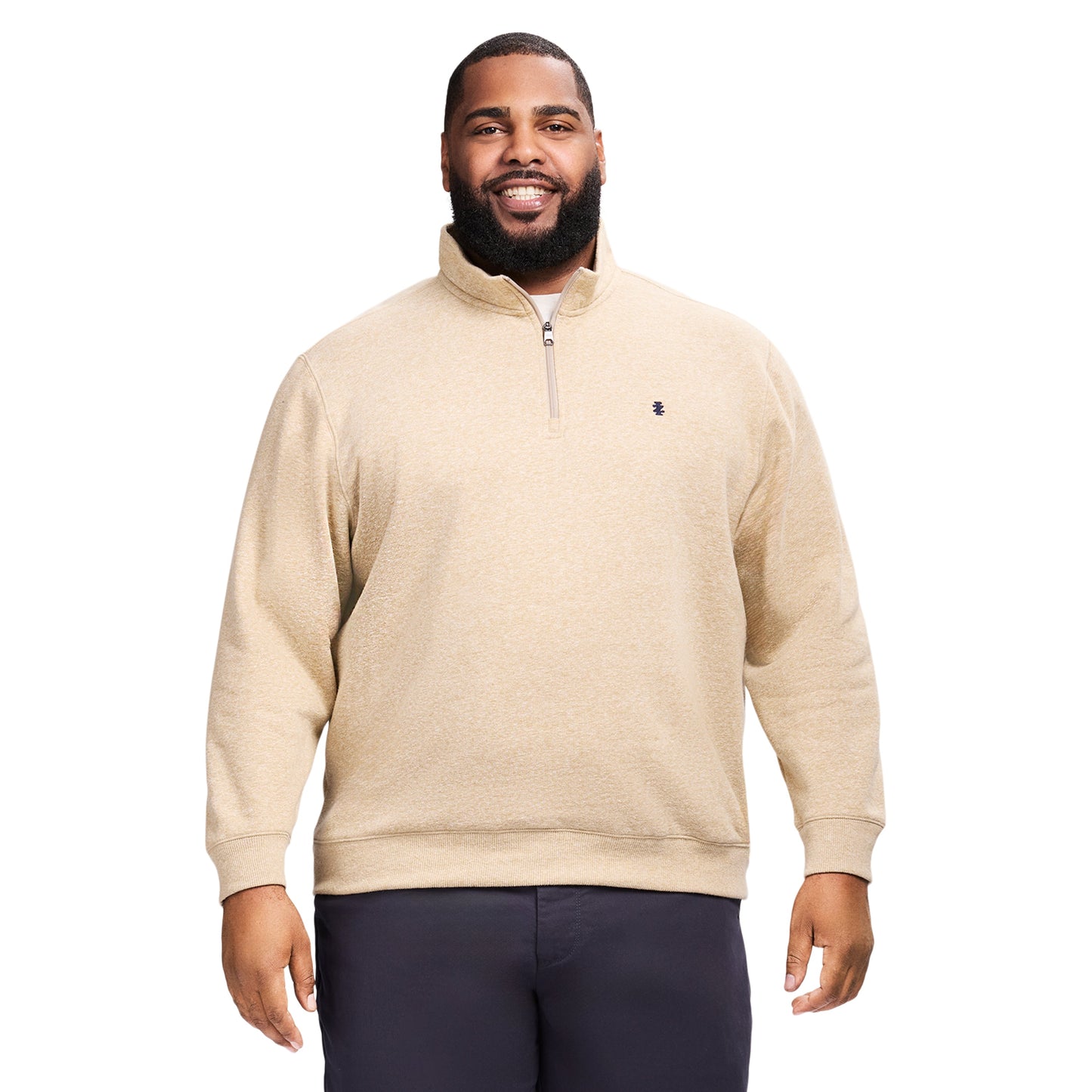Izod Big & Tall Advantage Performance Quarter Zip Fleece - Camel Hthr