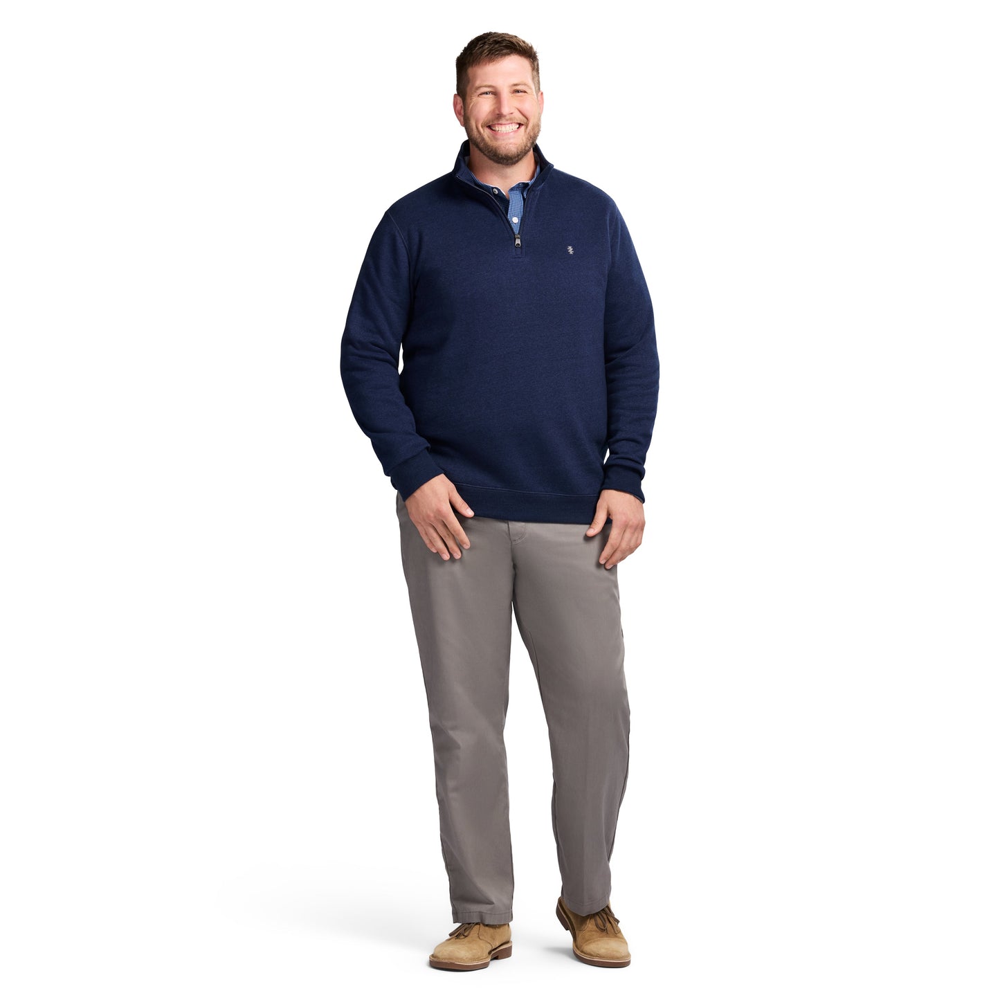 Izod Big & Tall Advantage Performance Quarter Zip Fleece - Navy Blazer