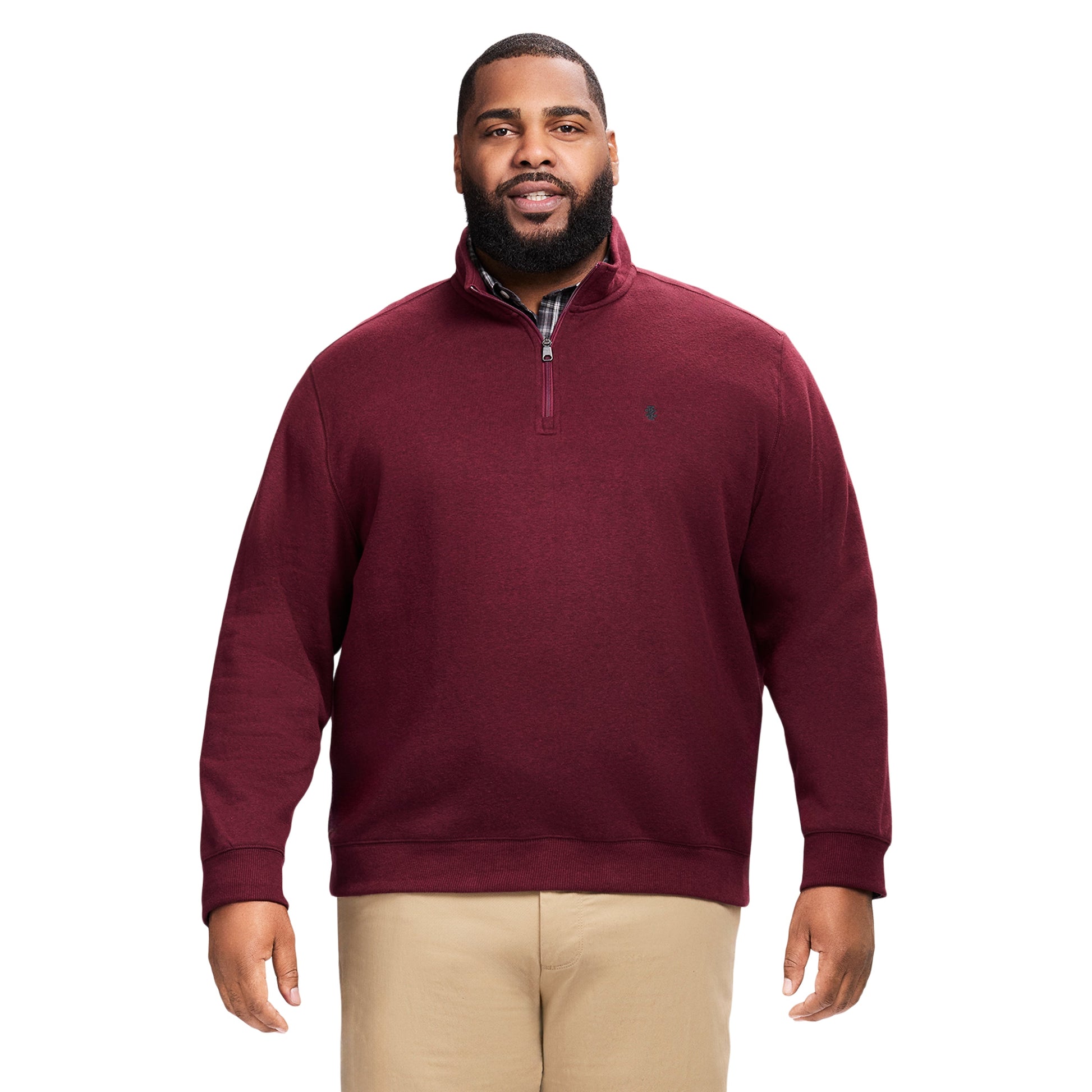 Izod Big & Tall Advantage Performance Quarter Zip Fleece - Velvet Maroon