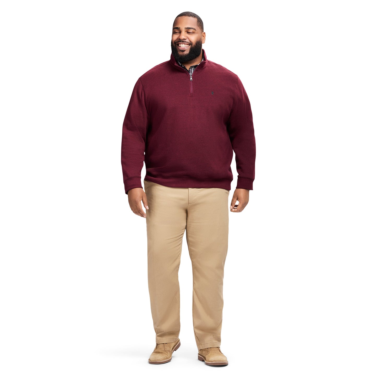 Izod Big & Tall Advantage Performance Quarter Zip Fleece - Velvet Maroon