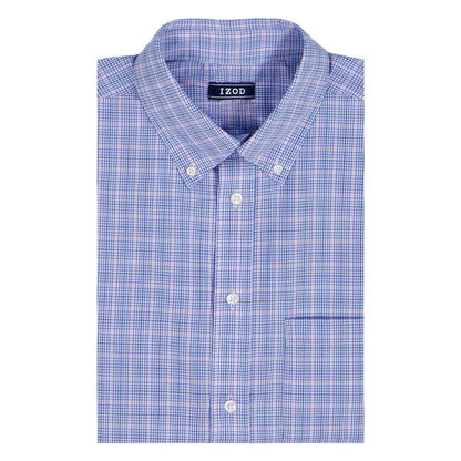 Izod BIG & TALL ALL-OVER STRETCH L/S PLAID BUTTON-DOWN DRESS SHIRT - ULTRAM