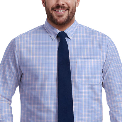 Izod BIG & TALL ALL-OVER STRETCH L/S PLAID BUTTON-DOWN DRESS SHIRT - ULTRAM