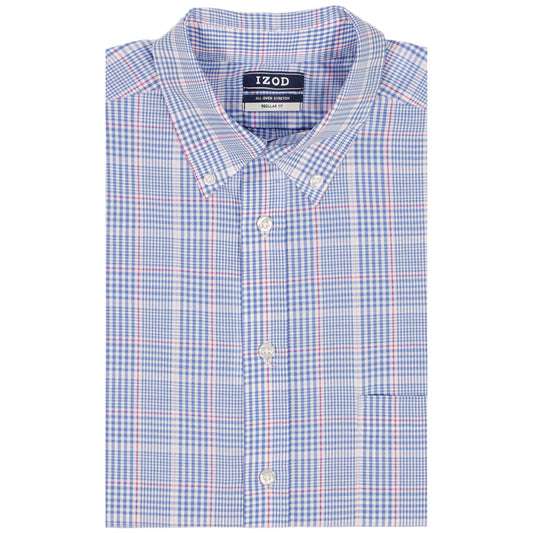 Izod BIG & TALL ALL-OVER STRETCH L/S PLAID BUTTON-DOWN DRESS SHIRT - ULTRAM