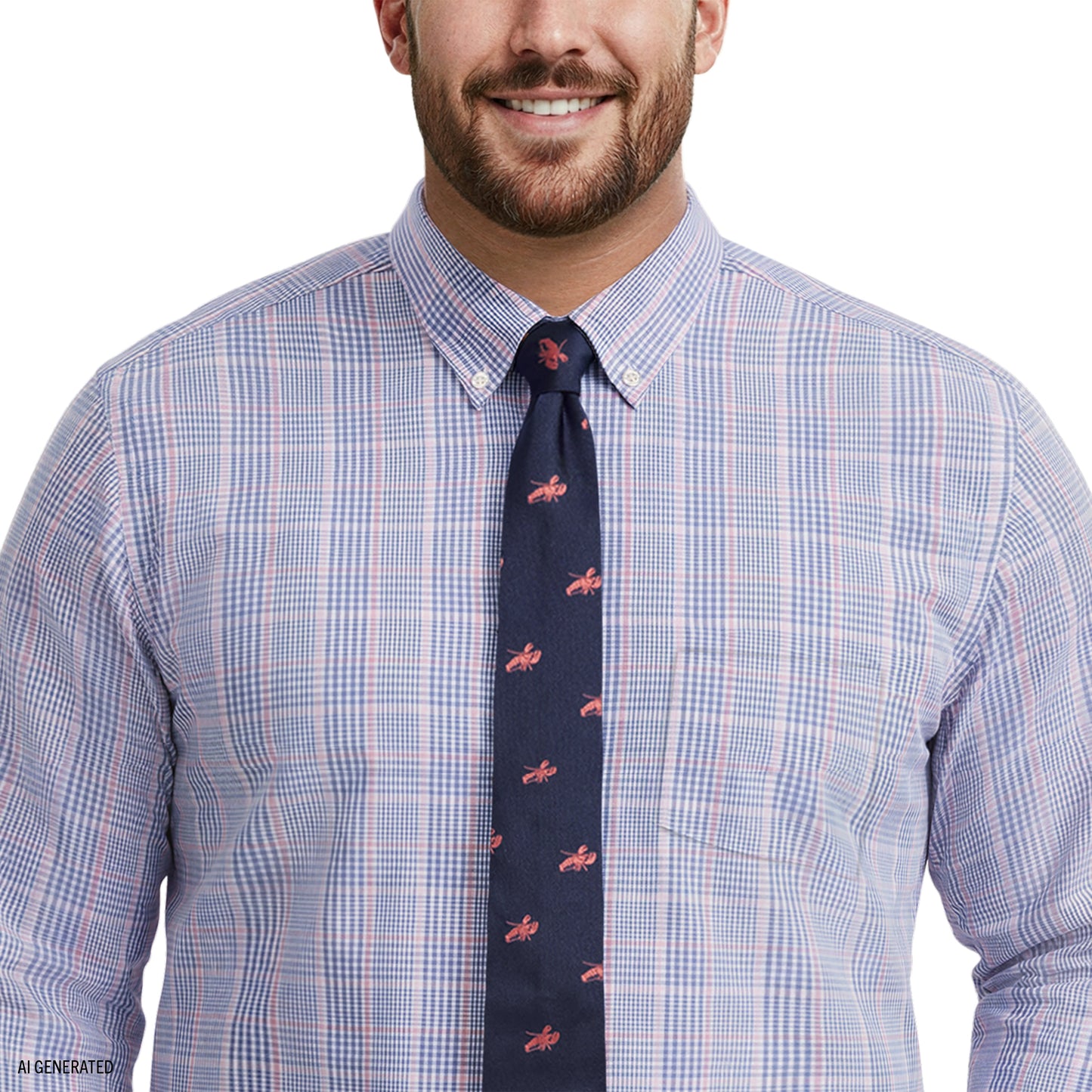 Izod BIG & TALL ALL-OVER STRETCH L/S PLAID BUTTON-DOWN DRESS SHIRT - ULTRAM