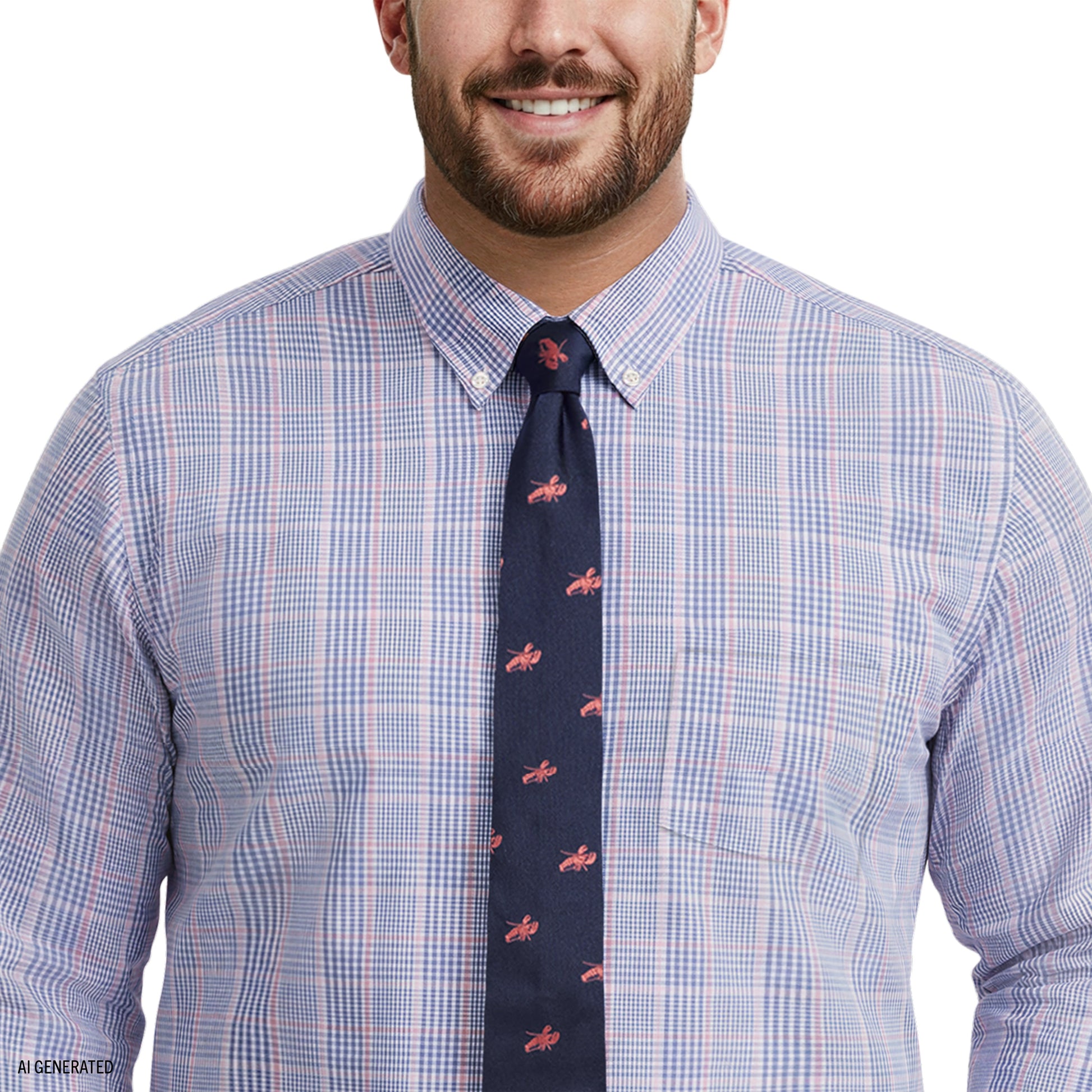 Izod BIG & TALL ALL-OVER STRETCH L/S PLAID BUTTON-DOWN DRESS SHIRT - ULTRAM