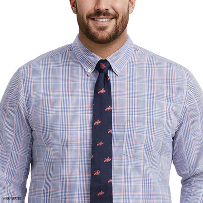 Izod BIG & TALL ALL-OVER STRETCH L/S PLAID BUTTON-DOWN DRESS SHIRT - ULTRAM