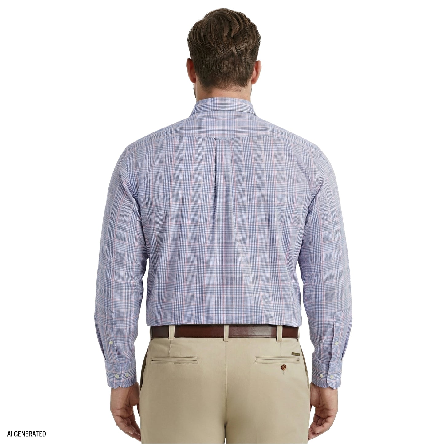 Izod BIG & TALL ALL-OVER STRETCH L/S PLAID BUTTON-DOWN DRESS SHIRT - ULTRAM