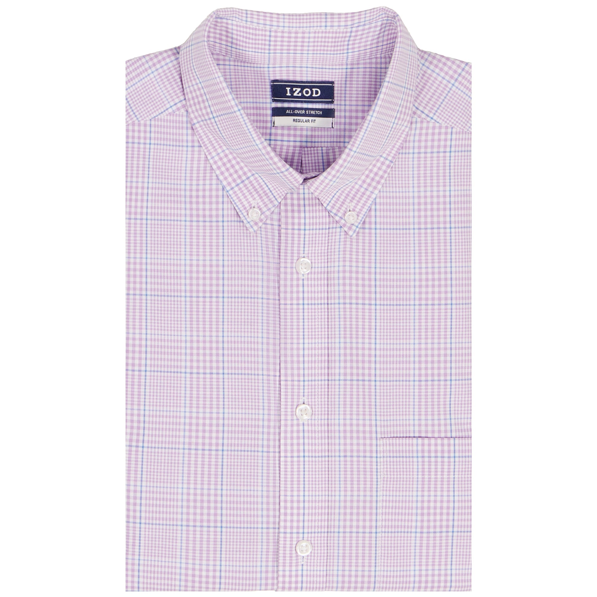Izod BIG & TALL ALL-OVER STRETCH L/S PLAID BUTTON-DOWN DRESS SHIRT - SHEER