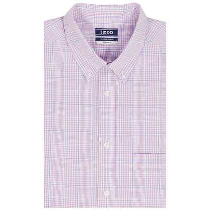 Izod BIG & TALL ALL-OVER STRETCH L/S PLAID BUTTON-DOWN DRESS SHIRT - SHEER