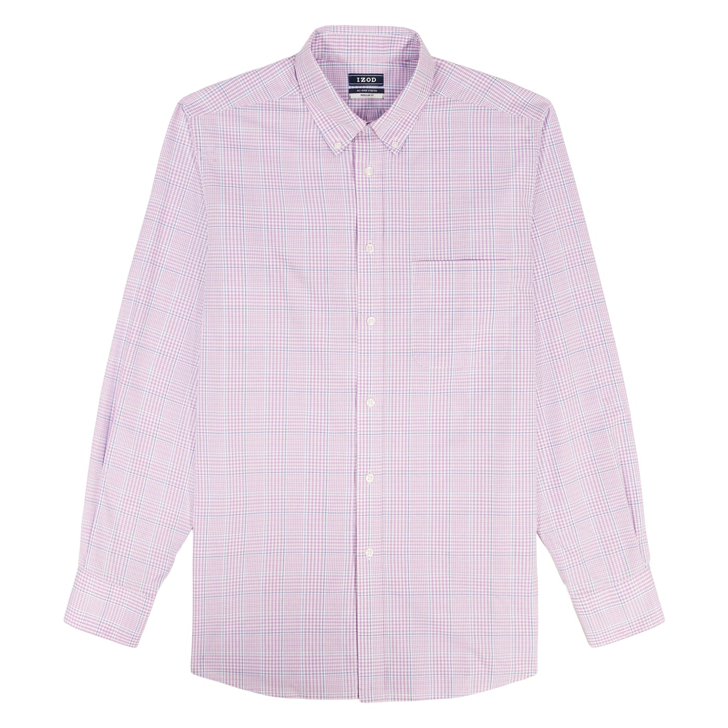 Izod BIG & TALL ALL-OVER STRETCH L/S PLAID BUTTON-DOWN DRESS SHIRT - SHEER