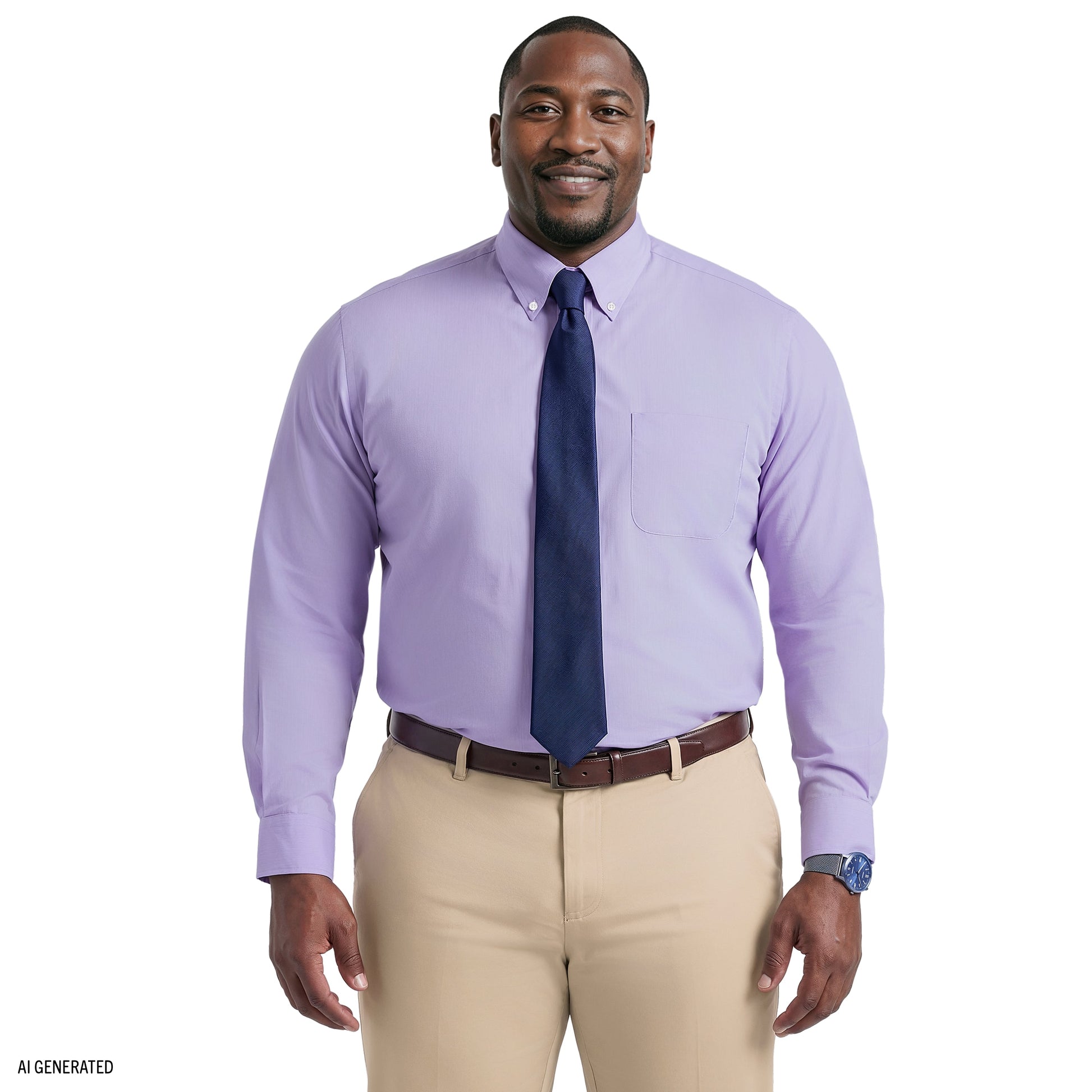 Izod BIG & TALL ALL-OVER STRETCH L/S STRIPED BUTTON-DOWN DRESS SHIRT - DAHL